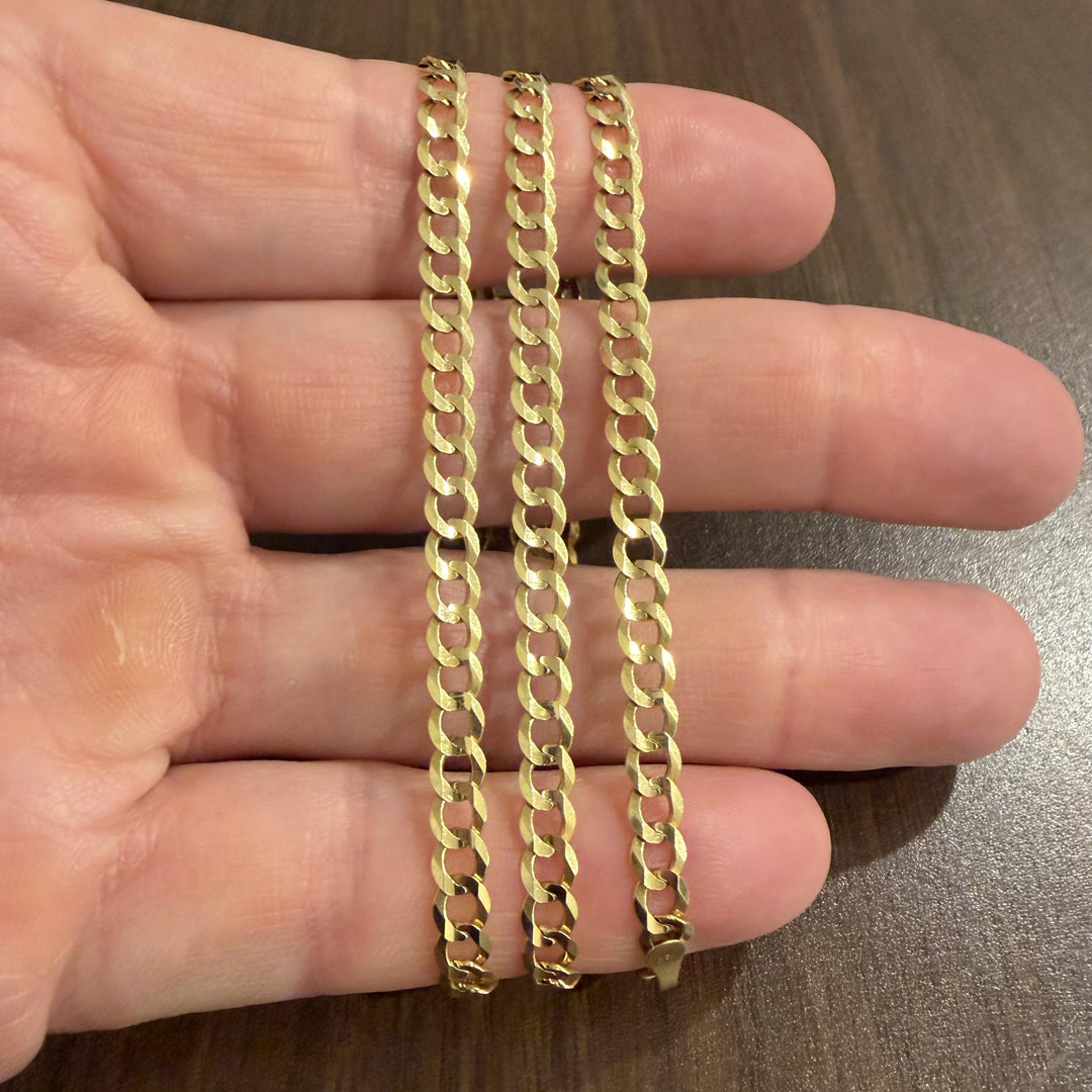14k Yellow Gold 13.7g Solid Flat 4.5mm Curb Link Chain Necklace 22"