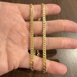 14k Yellow Gold 27g Solid Vintage 4mm Squared Cuban Link Chain Necklace 20"