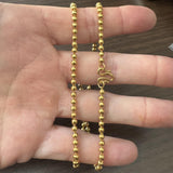 24k Pure Yellow Gold 24.8g Solid Heavy 3.5mm Ball Bead Necklace 20"