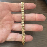 14k Yellow Gold 13.8g Solid Diamond Cut 7mm Fancy Link Bracelet 7"