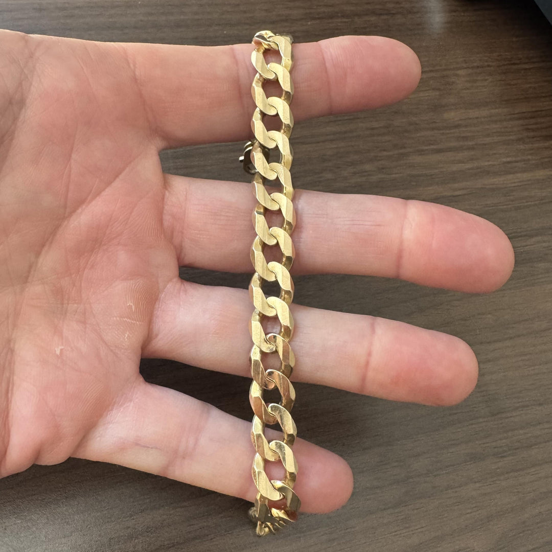 14k Yellow Gold 38.5g Solid Heavy 10mm Curb Link Bracelet 9"