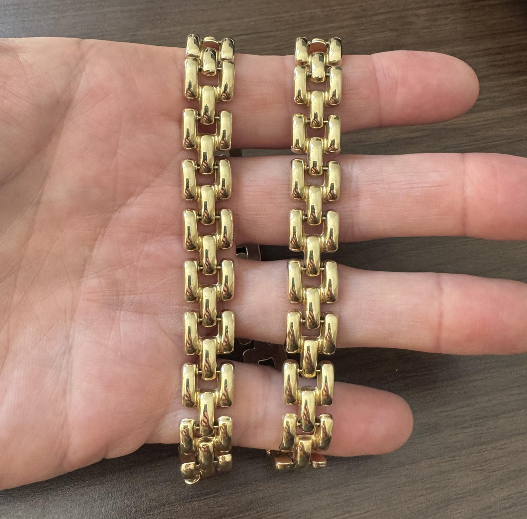 14k Yellow Gold 38.9g Thick Polished 12mm Panther Link Necklace Italy 16"