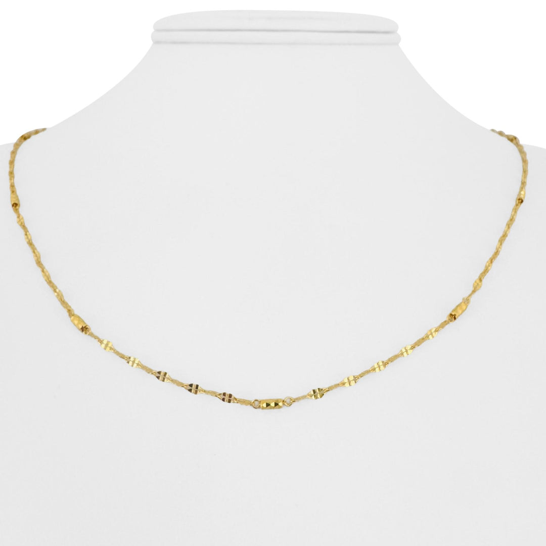 24k Pure Yellow Gold 3.3g Solid Very Thin 2mm Fancy Link Chain Necklace 20"