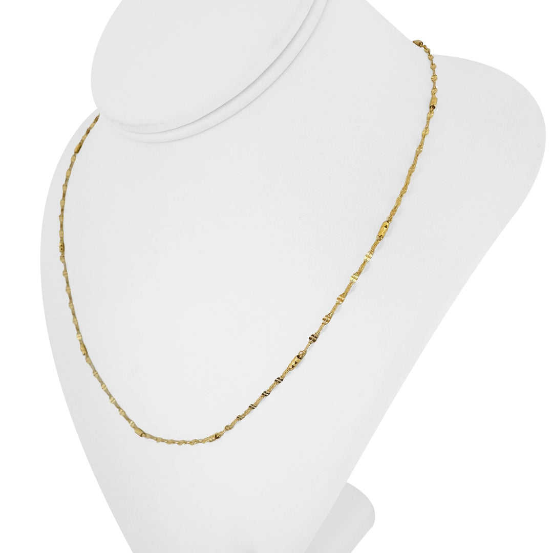 24k Pure Yellow Gold 3.3g Solid Very Thin 2mm Fancy Link Chain Necklace 20"
