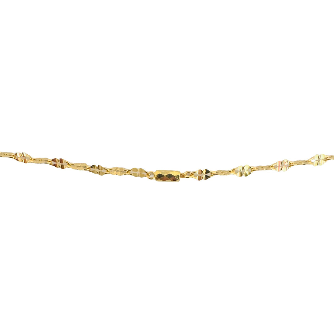 24k Pure Yellow Gold 3.3g Solid Very Thin 2mm Fancy Link Chain Necklace 20"