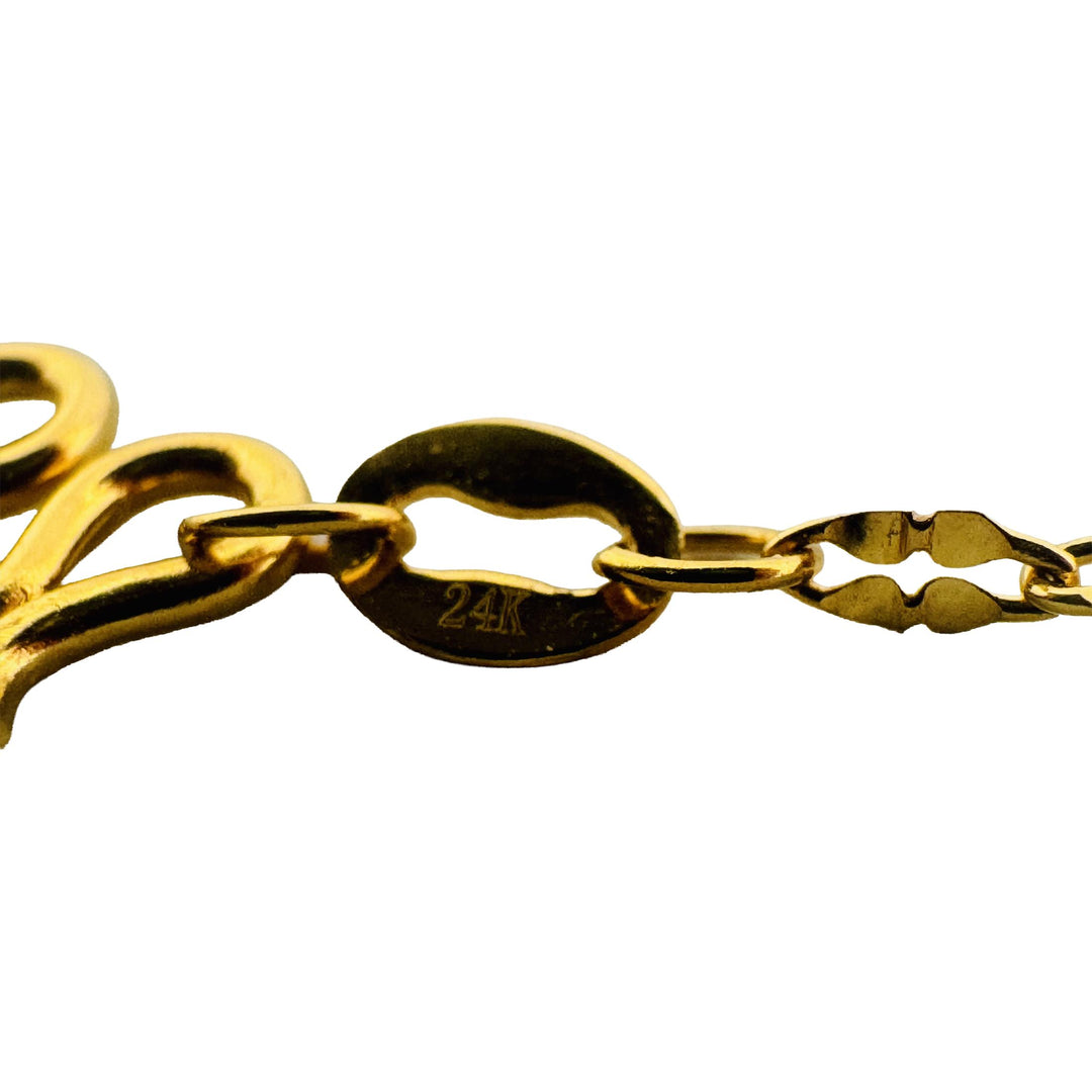 24k Pure Yellow Gold 3.3g Solid Very Thin 2mm Fancy Link Chain Necklace 20"