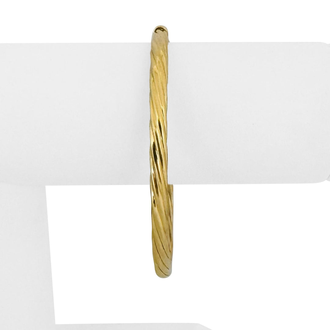 18k Yellow Gold 14.3g Vintage Spiral Twisted 4.5mm Bangle Bracelet Italy 7.5"