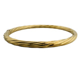 18k Yellow Gold 14.3g Vintage Spiral Twisted 4.5mm Bangle Bracelet Italy 7.5"