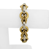 18k Yellow and White Gold 45.3g Heavy Thick Vintage Fancy Link Bracelet Italy 8"