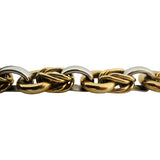 18k Yellow and White Gold 45.3g Heavy Thick Vintage Fancy Link Bracelet Italy 8"