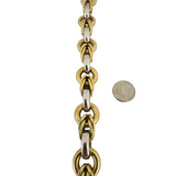 18k Yellow and White Gold 45.3g Heavy Thick Vintage Fancy Link Bracelet Italy 8"