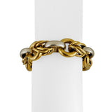 18k Yellow and White Gold 45.3g Heavy Thick Vintage Fancy Link Bracelet Italy 8"