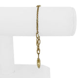 18k Yellow Gold 4.4g Hollow Light Cable Link Heart Charm Bracelet Italy 6.75"