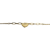 18k Yellow Gold 4.4g Hollow Light Cable Link Heart Charm Bracelet Italy 6.75"