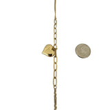 18k Yellow Gold 4.4g Hollow Light Cable Link Heart Charm Bracelet Italy 6.75"
