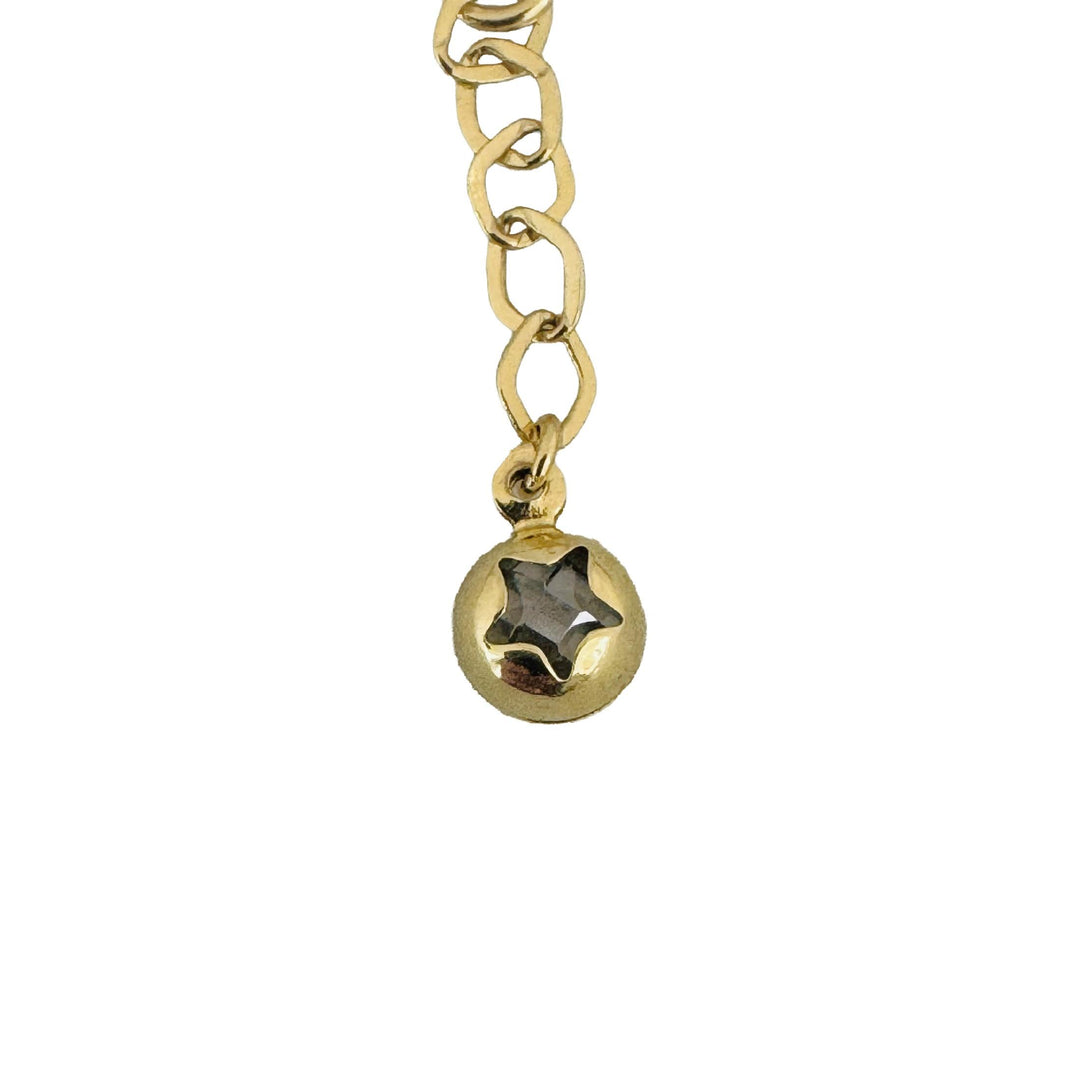 18k Yellow Gold 4.4g Hollow Light Cable Link Heart Charm Bracelet Italy 6.75"