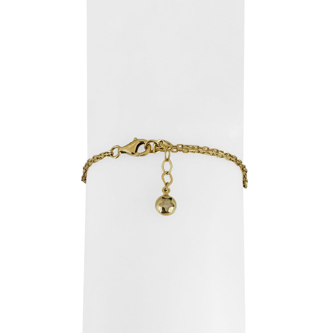 18k Yellow Gold 4.4g Hollow Light Cable Link Heart Charm Bracelet Italy 6.75"
