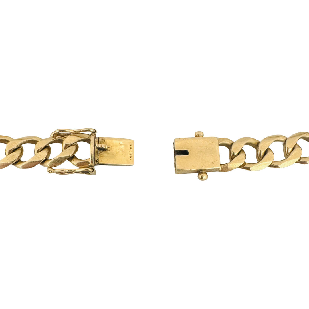 18k Yellow Gold 36.4g Solid Heavy Vintage Men's 9mm Curb Link Bracelet 9"