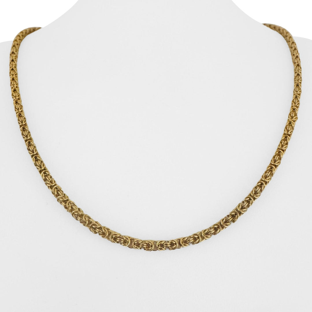18k Yellow Gold 23g Solid Vintage 4mm Squared Byzantine Link Necklace 21"
