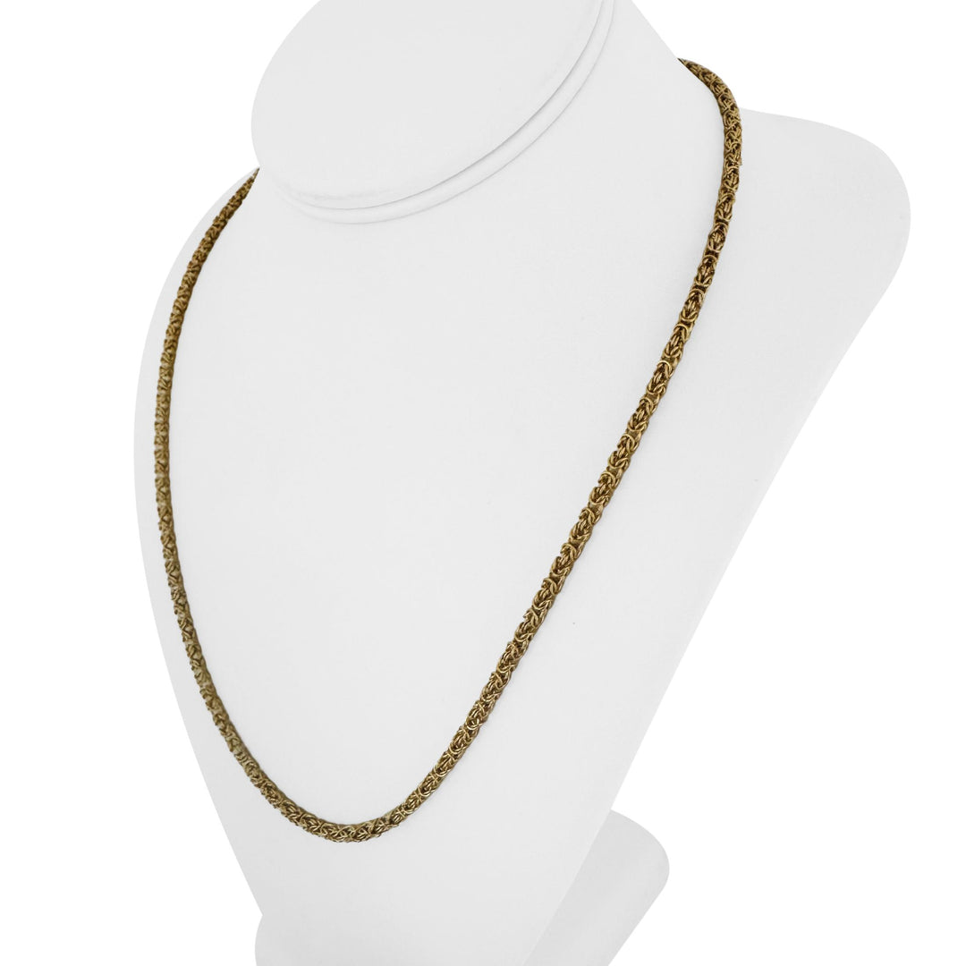 18k Yellow Gold 23g Solid Vintage 4mm Squared Byzantine Link Necklace 21"