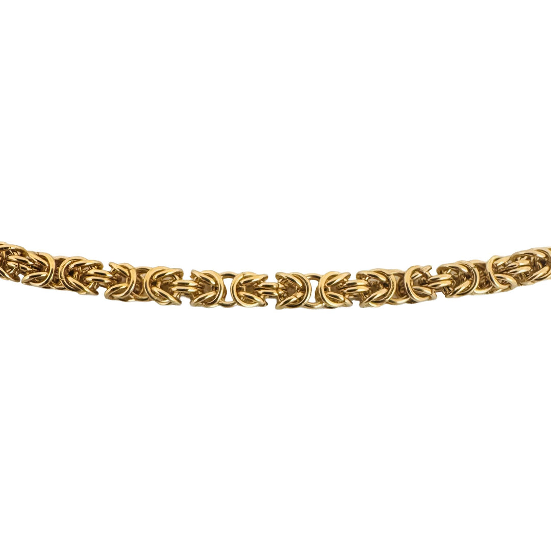 18k Yellow Gold 23g Solid Vintage 4mm Squared Byzantine Link Necklace 21"