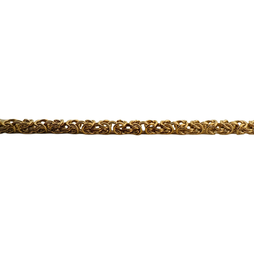 18k Yellow Gold 23g Solid Vintage 4mm Squared Byzantine Link Necklace 21"