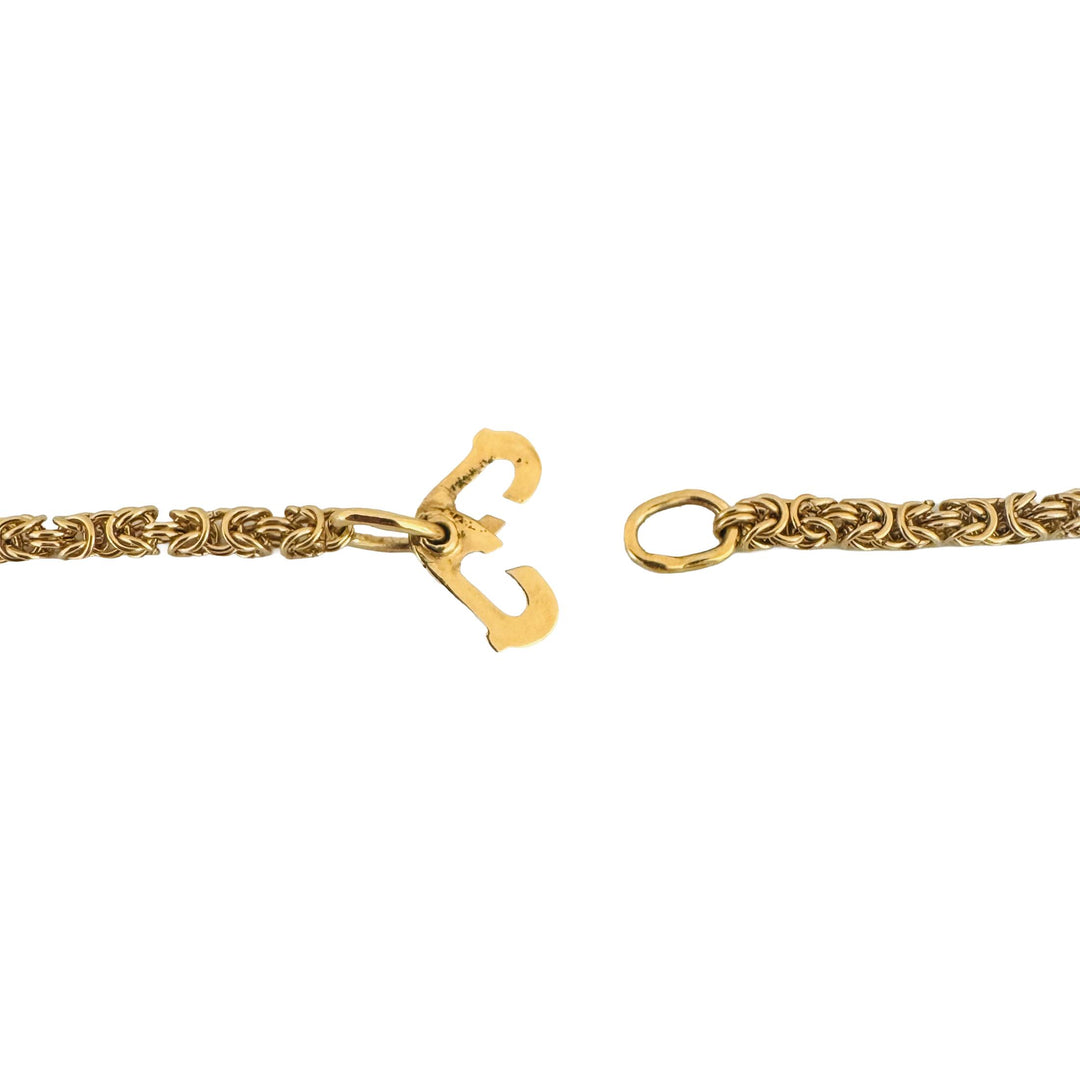 18k Yellow Gold 23g Solid Vintage 4mm Squared Byzantine Link Necklace 21"