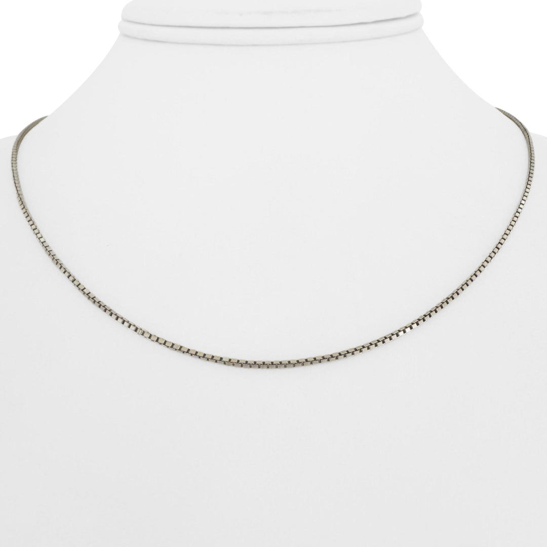 18k White Gold 4g UnoAErre Thin 1.2mm Box Link Chain Necklace Italy 16"