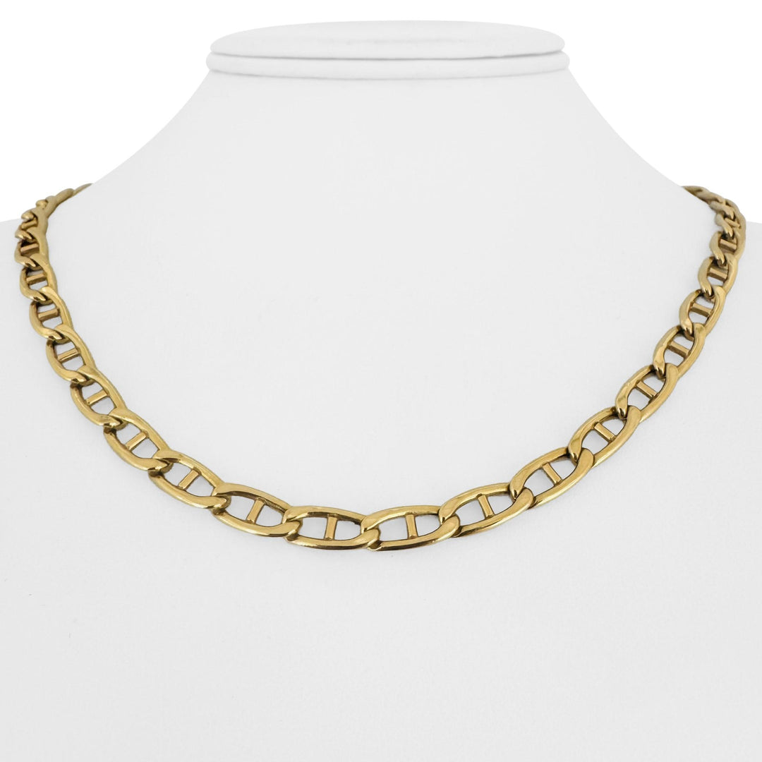 18k Yellow Gold 19.3g Semi Solid 6mm Mariner Link Chain Necklace Italy 19"