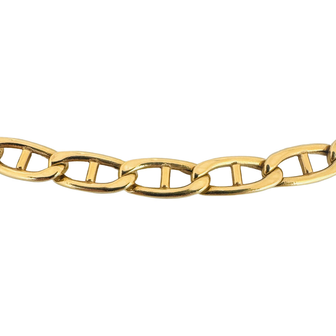 18k Yellow Gold 19.3g Semi Solid 6mm Mariner Link Chain Necklace Italy 19"
