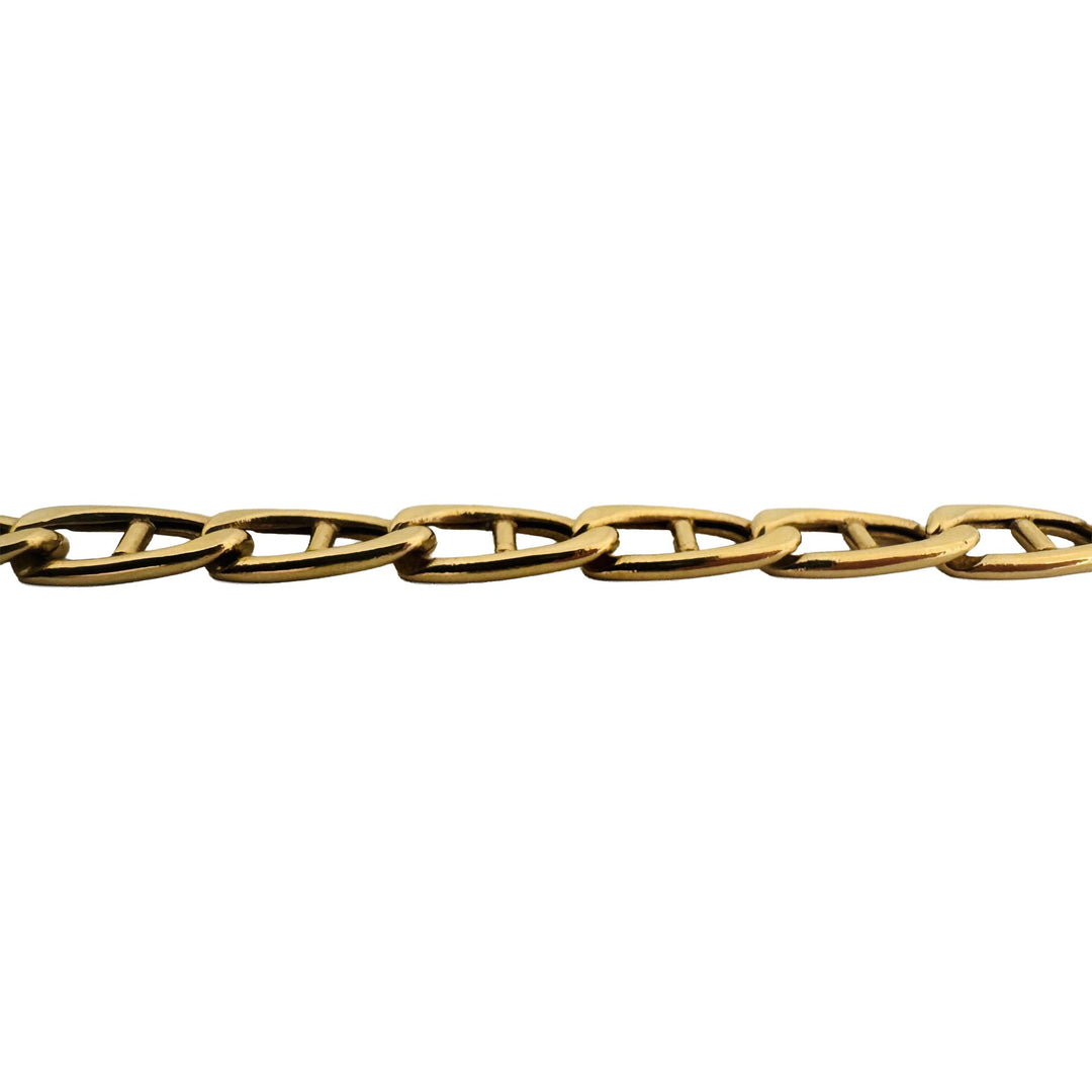 18k Yellow Gold 19.3g Semi Solid 6mm Mariner Link Chain Necklace Italy 19"