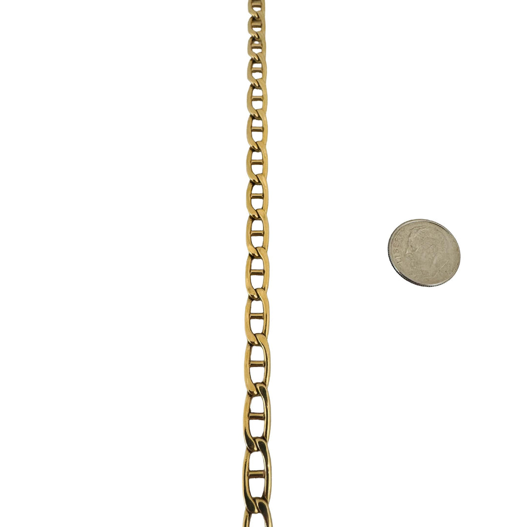 18k Yellow Gold 19.3g Semi Solid 6mm Mariner Link Chain Necklace Italy 19"