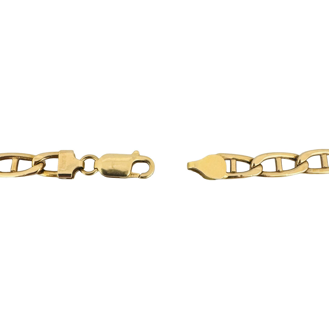 18k Yellow Gold 19.3g Semi Solid 6mm Mariner Link Chain Necklace Italy 19"