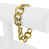 18k Yellow Gold 39.7g Solid Heavy Vintage Fancy Circle Link Bracelet Italy 7"