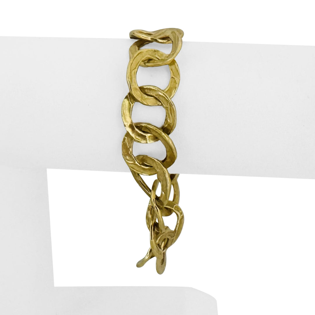 18k Yellow Gold 39.7g Solid Heavy Vintage Fancy Circle Link Bracelet Italy 7"