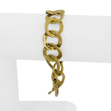 18k Yellow Gold 39.7g Solid Heavy Vintage Fancy Circle Link Bracelet Italy 7"