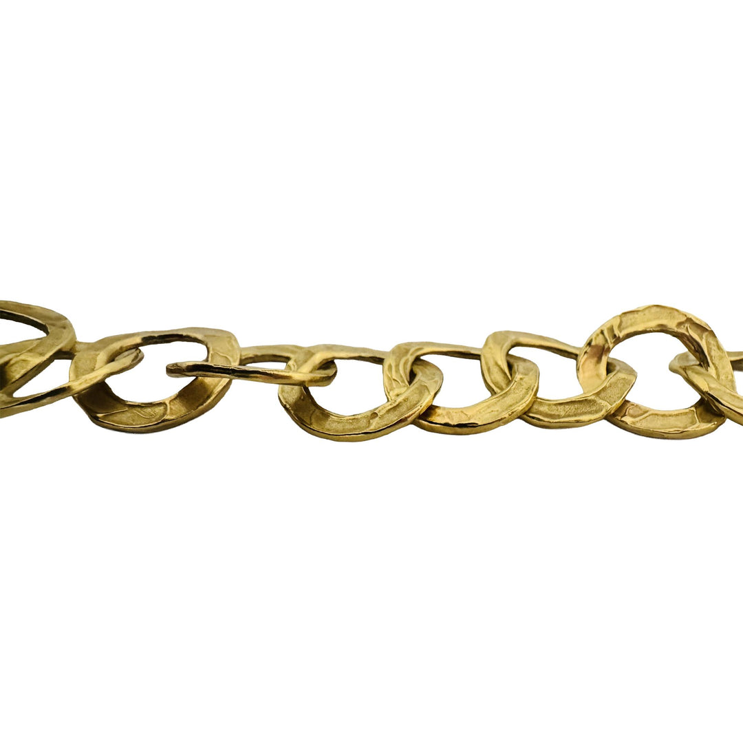 18k Yellow Gold 39.7g Solid Heavy Vintage Fancy Circle Link Bracelet Italy 7"