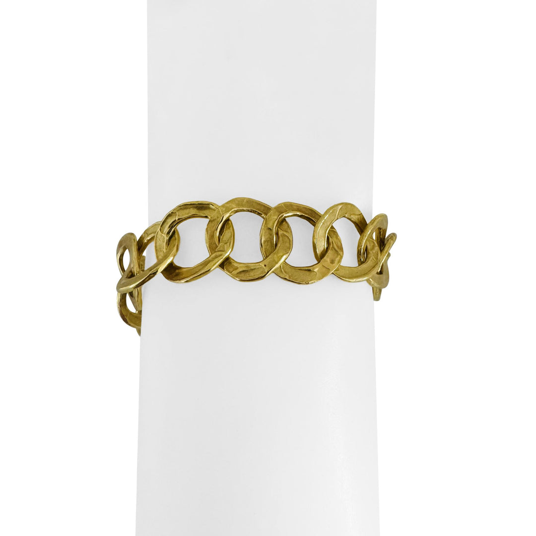18k Yellow Gold 39.7g Solid Heavy Vintage Fancy Circle Link Bracelet Italy 7"