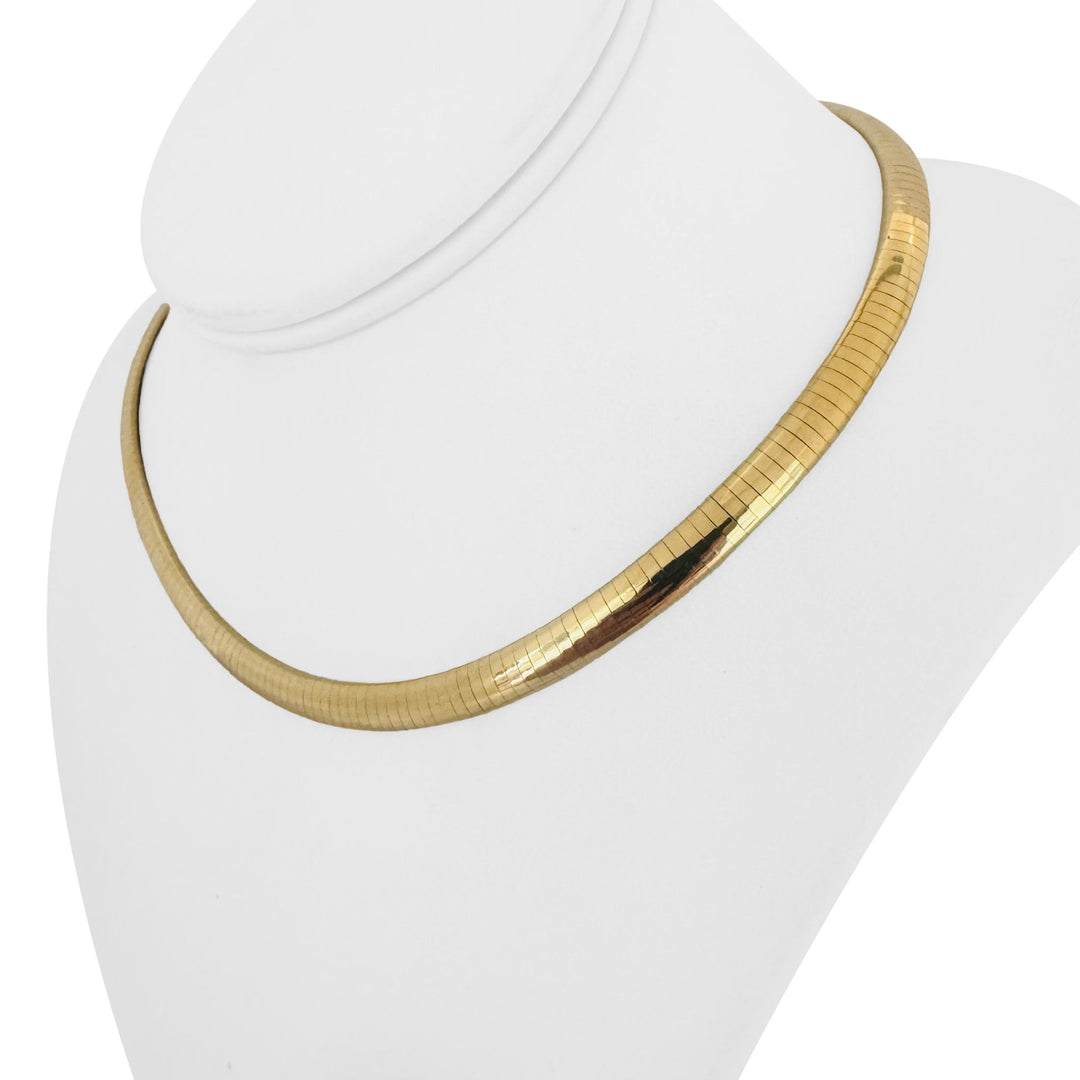 14k Yellow Gold 39g Solid Heavy 6mm Omega Link Necklace Italy 16"