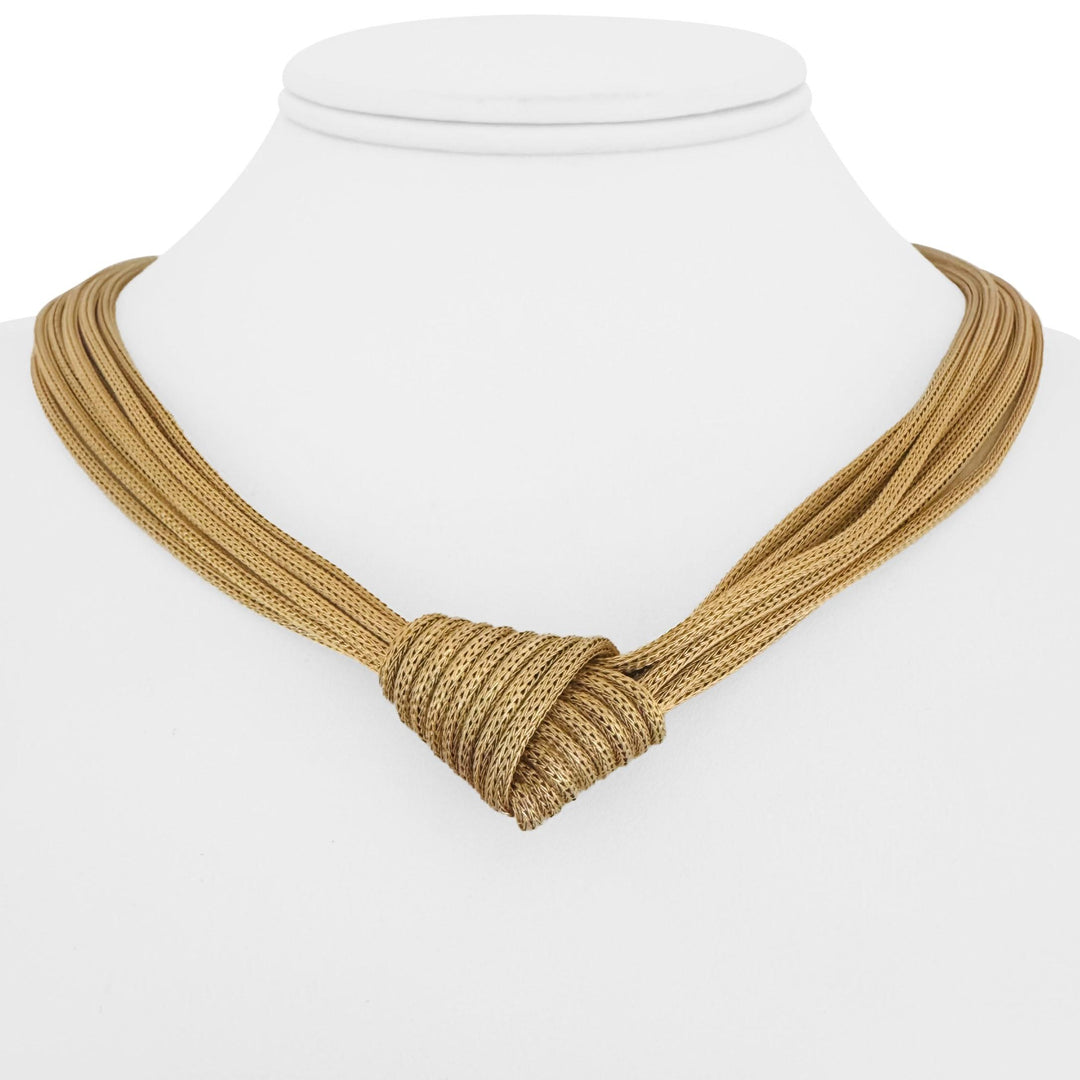 14k Yellow Gold 48.2g Heavy Vintage Eight Strand Mesh Knot Necklace 17"