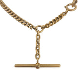 14k Yellow Gold 43.6g Vintage Solid Curb Link T Bar Dog Clip Watch Chain 14.5"