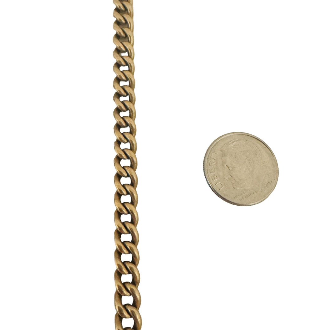 14k Yellow Gold 43.6g Vintage Solid Curb Link T Bar Dog Clip Watch Chain 14.5"