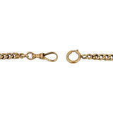 14k Yellow Gold 43.6g Vintage Solid Curb Link T Bar Dog Clip Watch Chain 14.5"