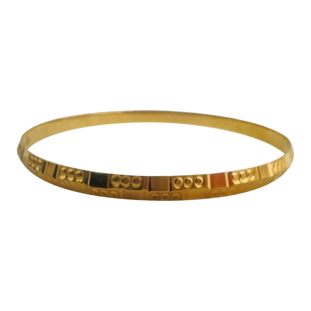 22k Yellow Gold 9.5g Solid Beaded 4.5mm Bangle Bracelet 7.5"