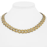 18k Yellow and White Gold 31.7g Two Tone 11mm Fancy Link Necklace Italy 17.5"