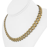 18k Yellow and White Gold 31.7g Two Tone 11mm Fancy Link Necklace Italy 17.5"