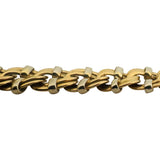 18k Yellow and White Gold 31.7g Two Tone 11mm Fancy Link Necklace Italy 17.5"