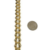 18k Yellow and White Gold 31.7g Two Tone 11mm Fancy Link Necklace Italy 17.5"