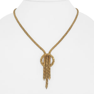 18k Yellow Gold 20.6g Solid Vintage Beaded Foxtail Drop Necklace Mexico 16"