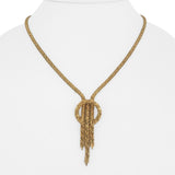 18k Yellow Gold 20.6g Solid Vintage Beaded Foxtail Drop Necklace Mexico 16"